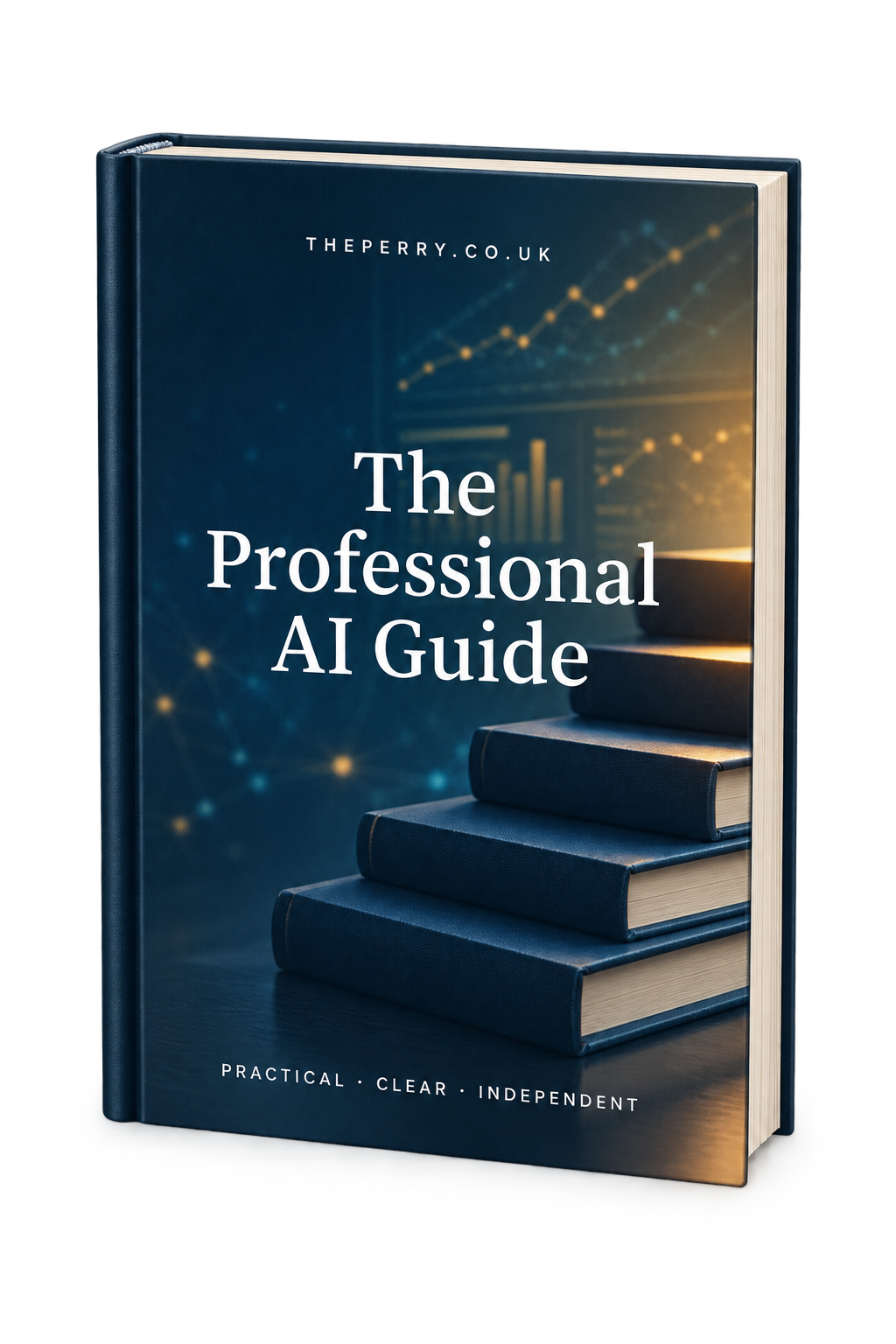 The Professional AI Guide presented as a bound navy hardback book