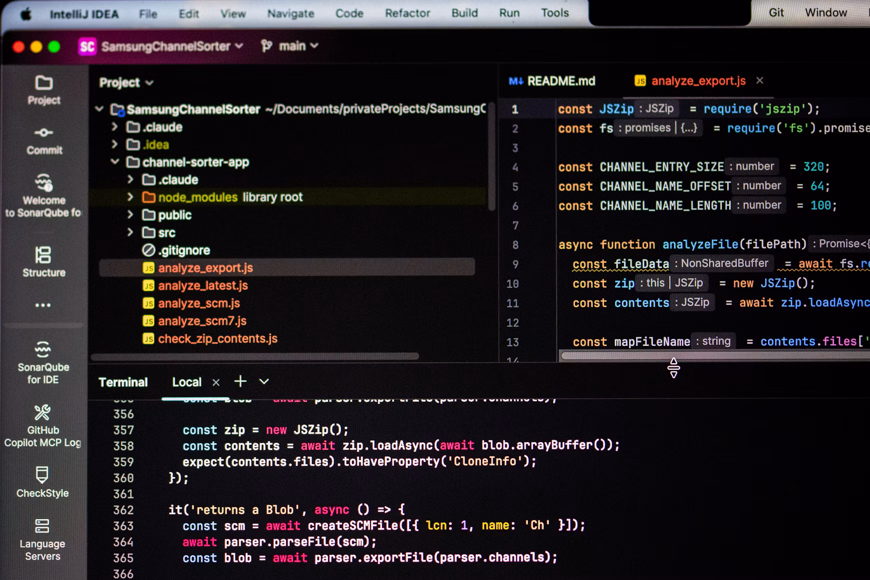 Close view of software code displayed on a computer screen