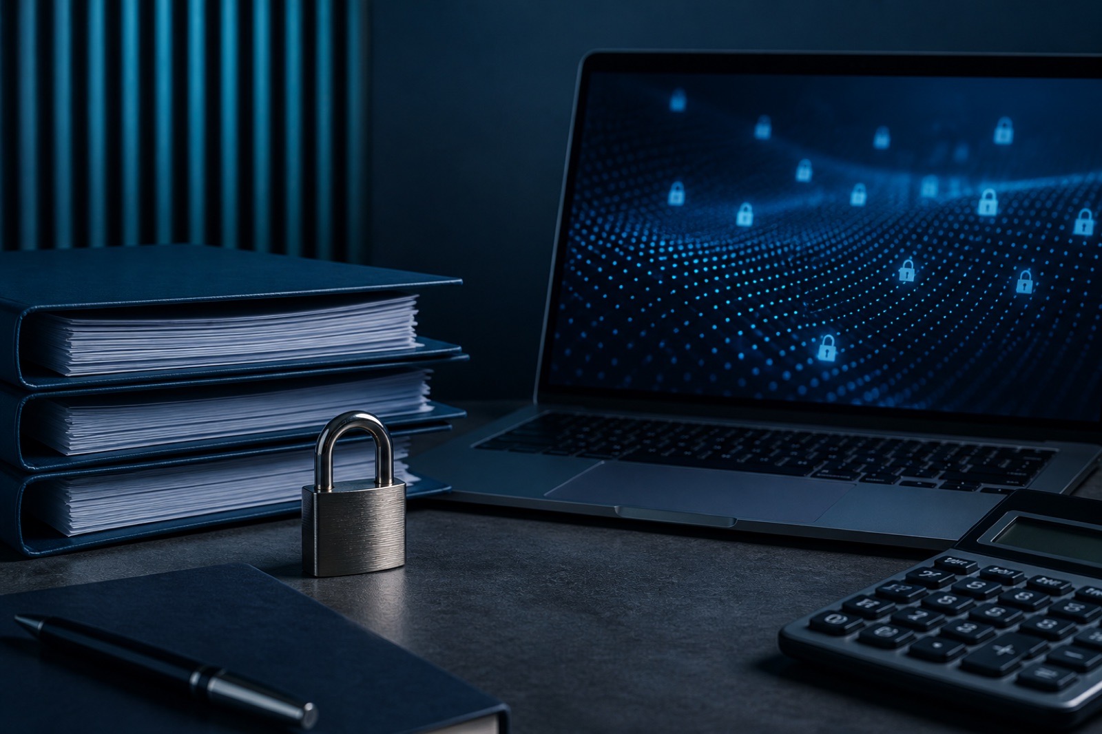 A household privacy illustration showing connected devices and protected personal information