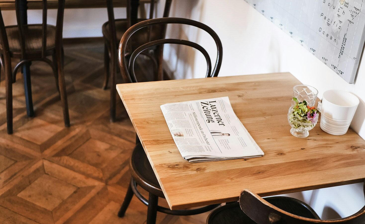 A newspaper lying on a table