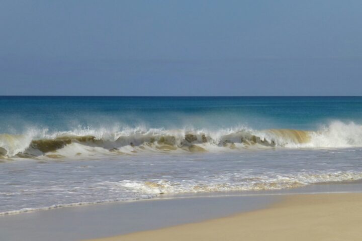 Quiet shoreline and Atlantic waves on Boa Vista, Cape Verde